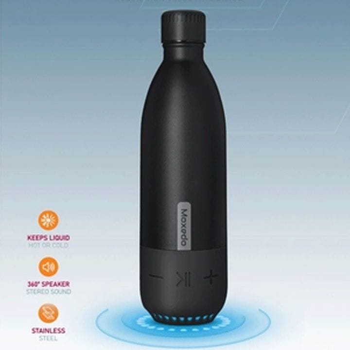 Moxedo Stainless Steel Vacuum Flask with Wireless Bluetooth Portable Speaker - Black | MX-VAC012-BK