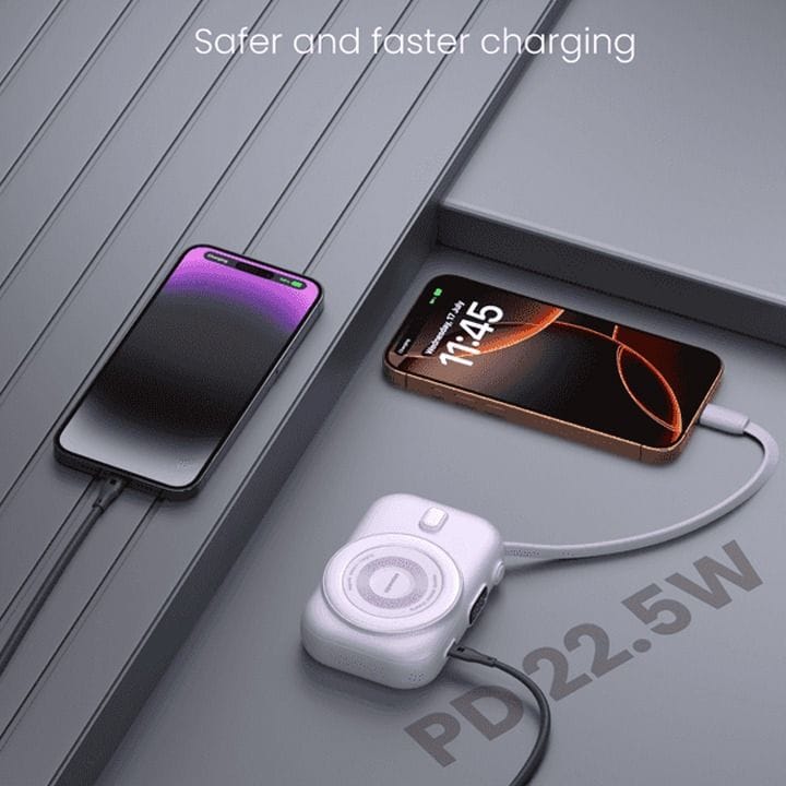 موكسيدو بنك طاقة لاسلكي ٨٠٠٠ مللي أمبير مع كابل Type-C مدمج - بنفسجي | MX-PBH036-PL