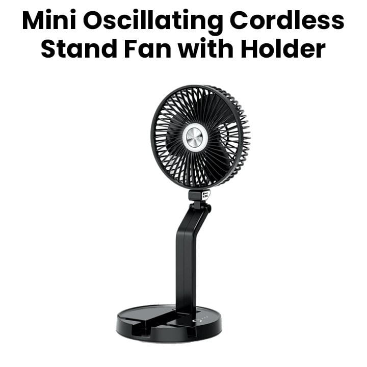 Moxedo Wall Mount Oscillating & Foldable Fan with Rechargeable Battery - Black | MX-DF012