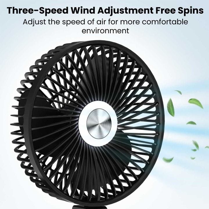 Moxedo Wall Mount Oscillating & Foldable Fan with Rechargeable Battery - Black | MX-DF012