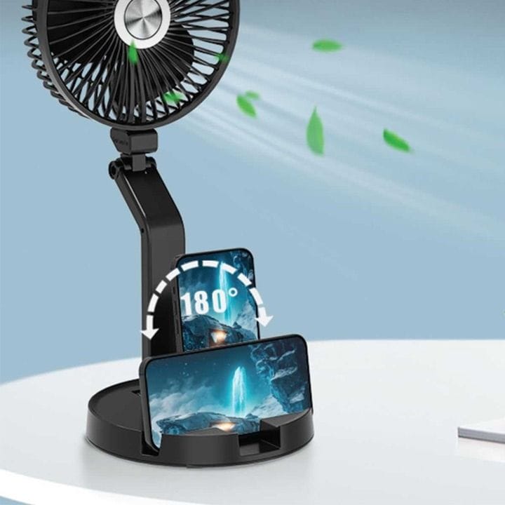 Moxedo Wall Mount Oscillating & Foldable Fan with Rechargeable Battery - Black | MX-DF012