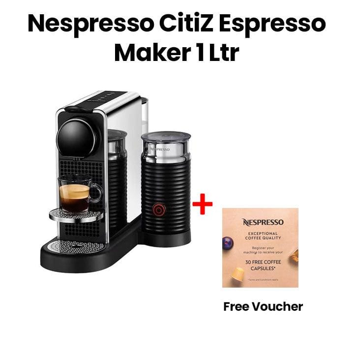 Nespresso CitiZ & Milk Coffee Machine - Platinum Stainless Steel | C145-ME-ME-NE