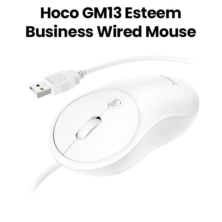 HOCO Esteem Business Wired Mouse - White | GM13