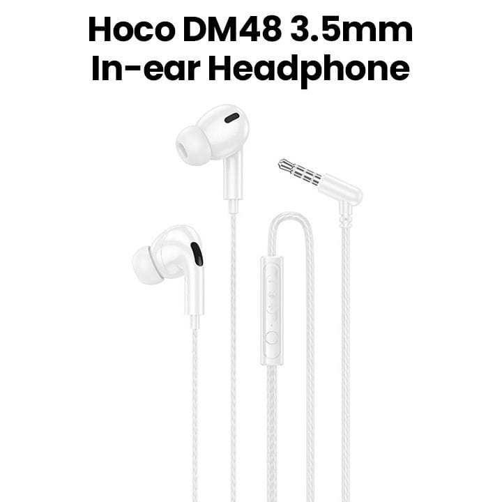 HOCO Rock Wire Control Earphones with Microphone - White | DM48