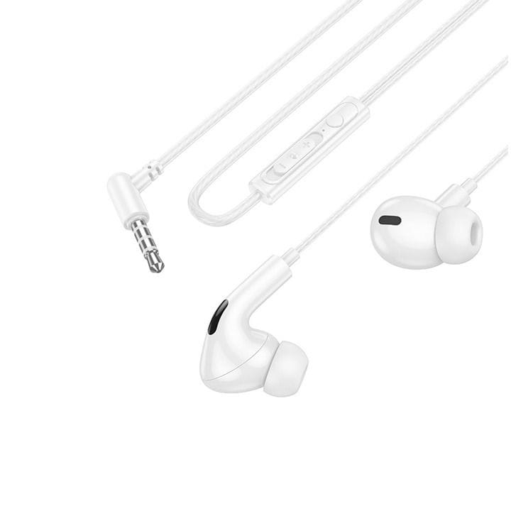 HOCO Rock Wire Control Earphones with Microphone - White | DM48
