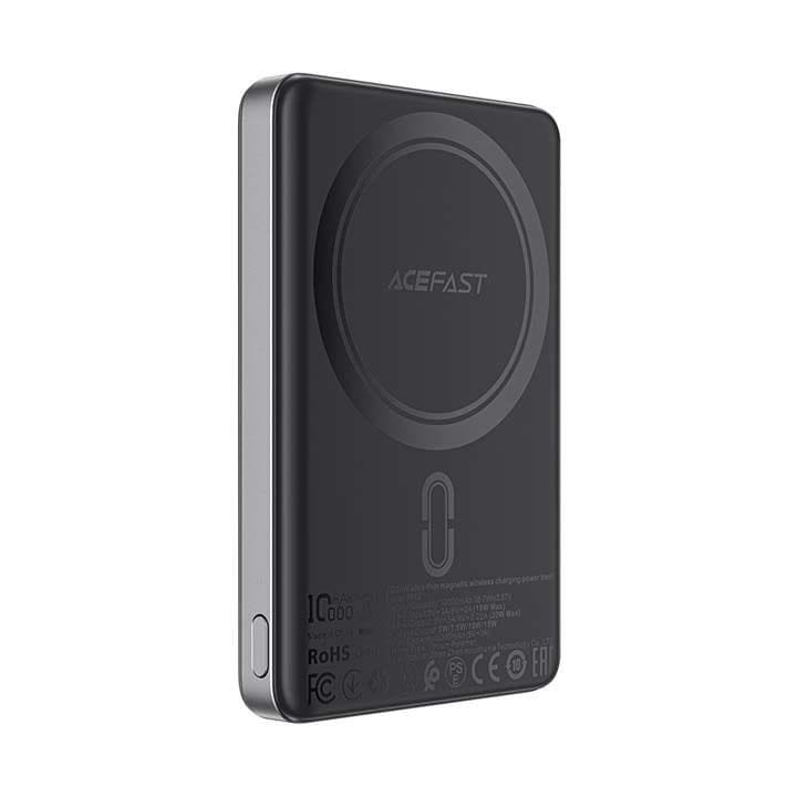 بطارية متنقلة لاسلكية مغناطيسية فائق النحافة من آيسفاست بقدرة 20 واط - أسود | M12-10000PD