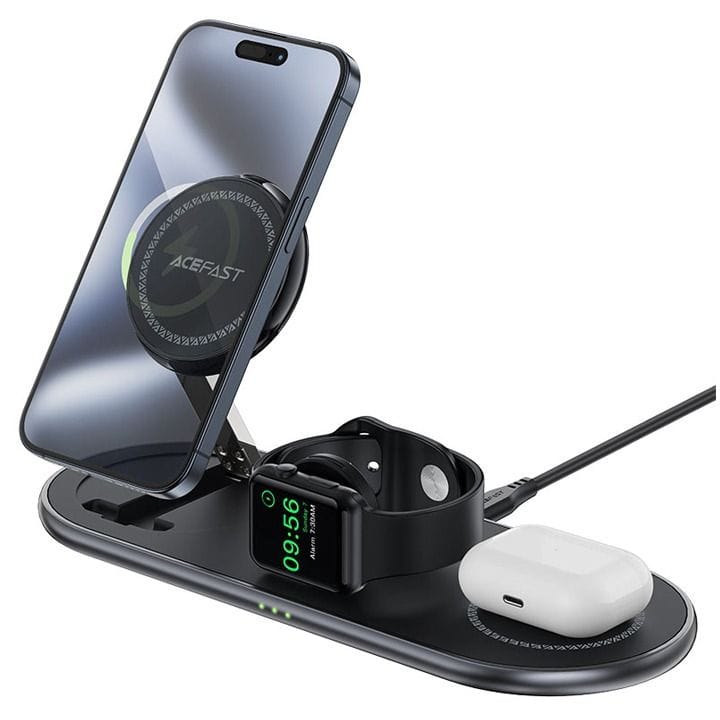 Acefast Qi2 Desktop 3-in-1 Wireless Charging Holder - Black | E19