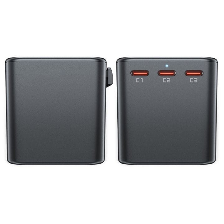 محول شحن GaN متعدد الوظائف بقدرة 75 واط من آيسفاست (3 منافذ نوع سي + 2 عادي) - أسود رمادي | Z1