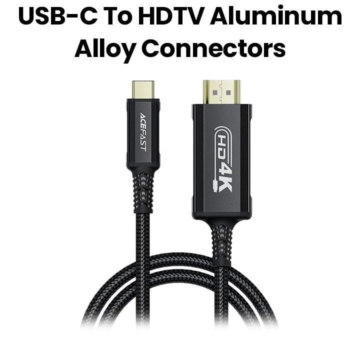 كابل فيديو عالي الدقة من نوع سي إلى اتش دي ام اي بهيكل ألمنيوم من آيسفاست - أسود | C1-10