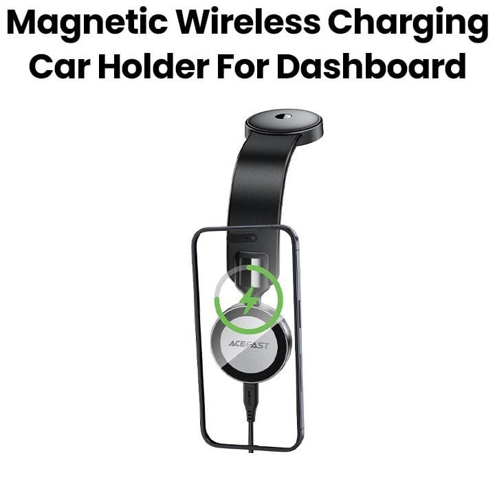 حامل شحن مغناطيسي لاسلكي للوحة القيادة من آيسفاست - أسود | D37