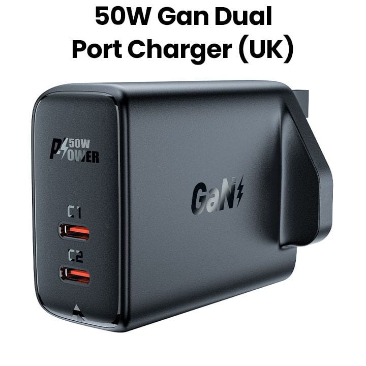 Acefast PD50W GaN Dual Port Charger (USB-C+USB-C) UK - Black | A32