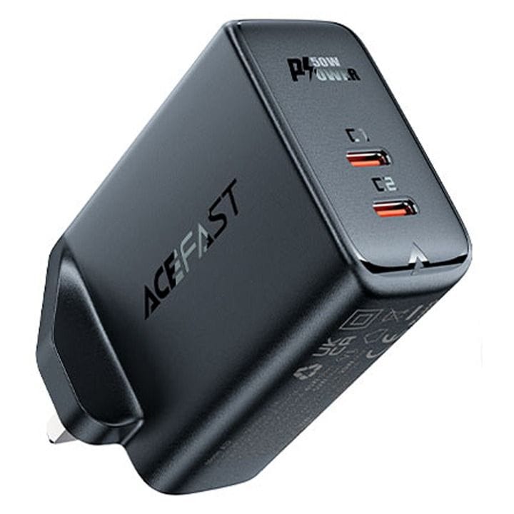 Acefast PD50W GaN Dual Port Charger (USB-C+USB-C) UK - Black | A32