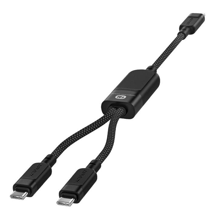 كابل شحن ذكي من نوع سي 2 في 1 بقدرة 100 واط بهيكل ألمنيوم من آيسفاست - أسود | C5-11