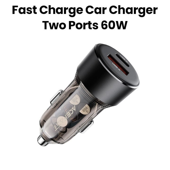 Acefast 60W Dual-Port Car Charger (USB-A+USB-C) - Black | B12