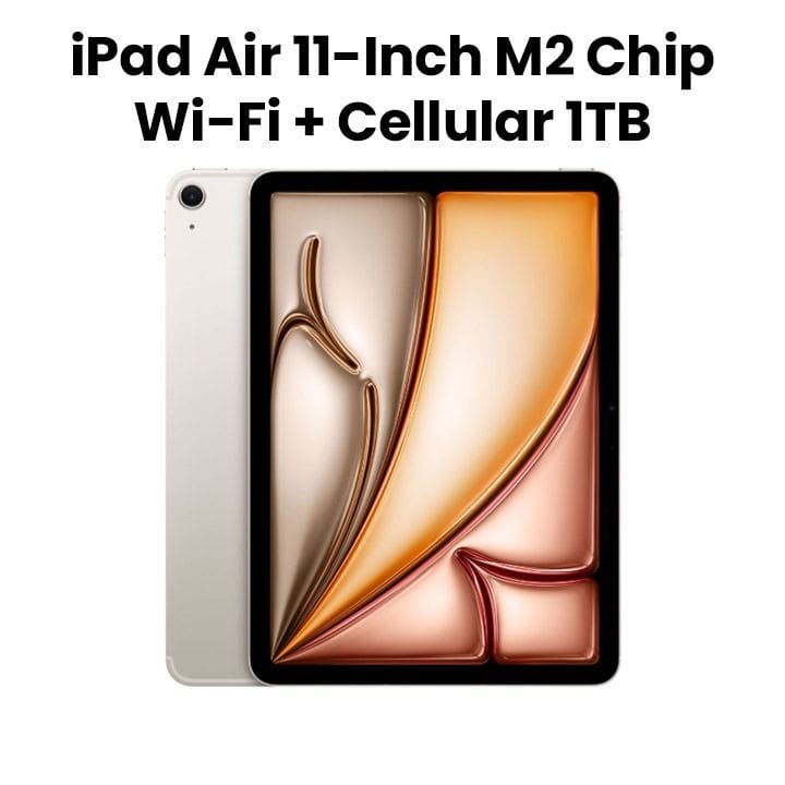 Apple iPad Air 11-inch M2, Wi-Fi + Cellular 1TB - Starlight |MUXU3AB/A