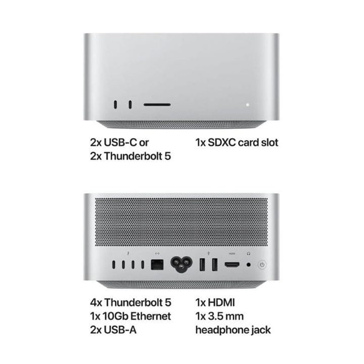 Apple Mac Studio 96GB RAM 1TB SSD, M3 Ultra Processor, 28-Core CPU and 60-Core GPU, macOS Sequoia - Silver - MU973AB/A