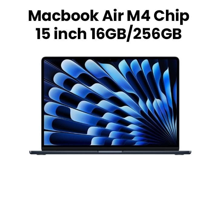 Apple MacBook Air 15-inch M4 Chip 10-Core CPU 10-Core GPU 16GB RAM 256GB SSD - Midnight |MW1L3AB/A