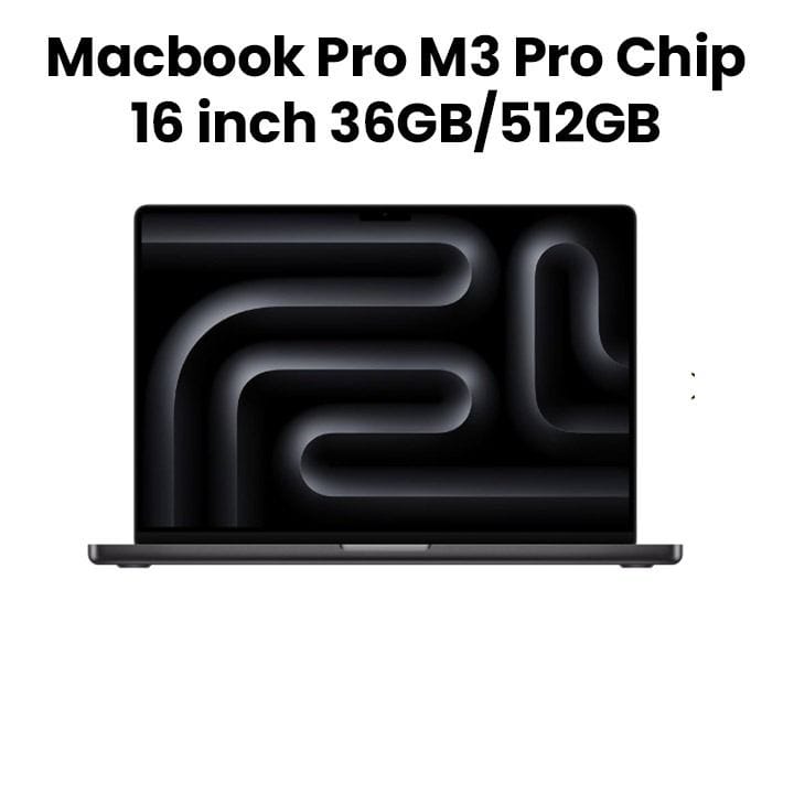 آبل ماك بوك برو 16 بوصة شريحة M3 برو معالج 12 نوى CPU و18 نوى GPU، 36 جيجابايت رام، 512 جيجابايت SSD - رمادي فضائي | MRW23ZS/A