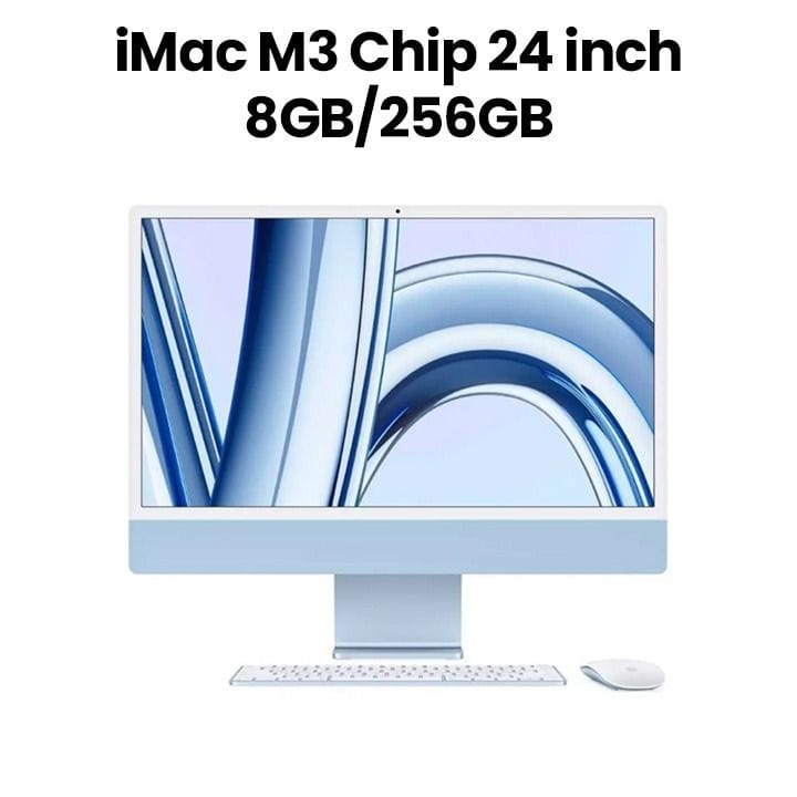 Apple 24-inch iMac Retina 4.5K, M3 Chip (8-core CPU, 8-core GPU), 256GB SSD - Blue | MQRC3ZS/A