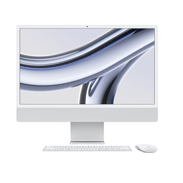 Apple 24-inch iMac Retina 4.5K, M3 Chip (8-core CPU, 10-core GPU), 256GB SSD - Silver | MQRJ3ZS/A