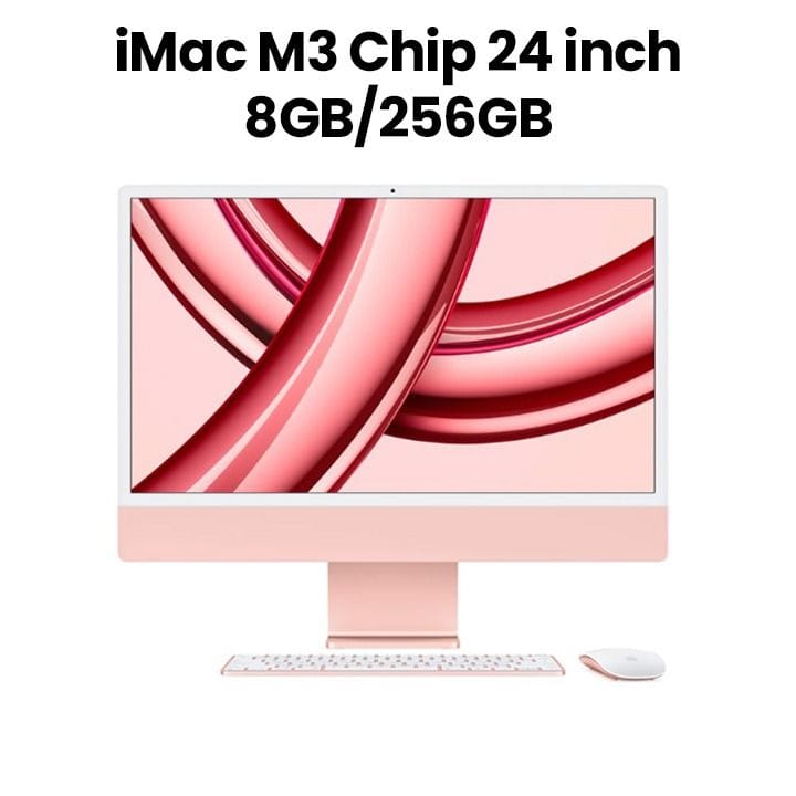 Apple 24-inch iMac Retina 4.5K, M3 Chip (8-core CPU, 10-core GPU), 256GB SSD - Pink | MQRT3ZS/A