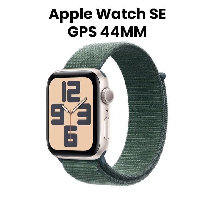 Apple Watch SE GPS 44mm Starlight Aluminium Case with Lake Green Sport Loop | MXEW3QA/A