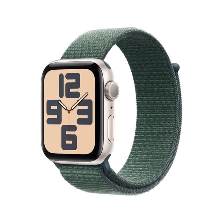 Apple Watch SE GPS 44mm Starlight Aluminium Case with Lake Green Sport Loop | MXEW3QA/A