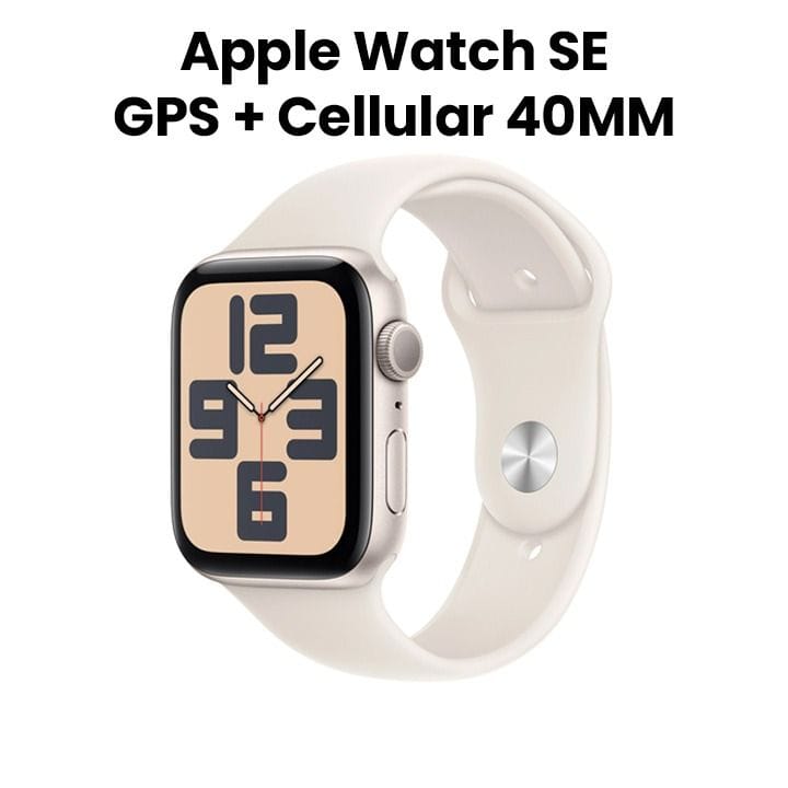 ساعة ابل SE GPS + خلوي 40 مم - هيكل المنيوم نجمي مع حزام رياضي نجمي | MXGK3QA/A
