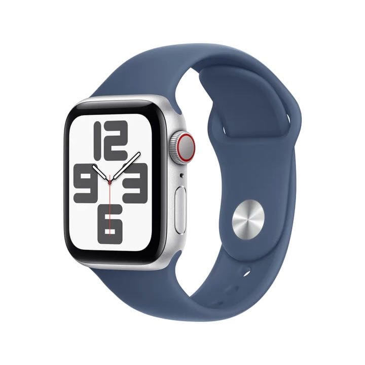 Apple Watch SE GPS + Cellular 44mm Silver Aluminium Case with Denim Sport Band   | MXGQ3QA/A
