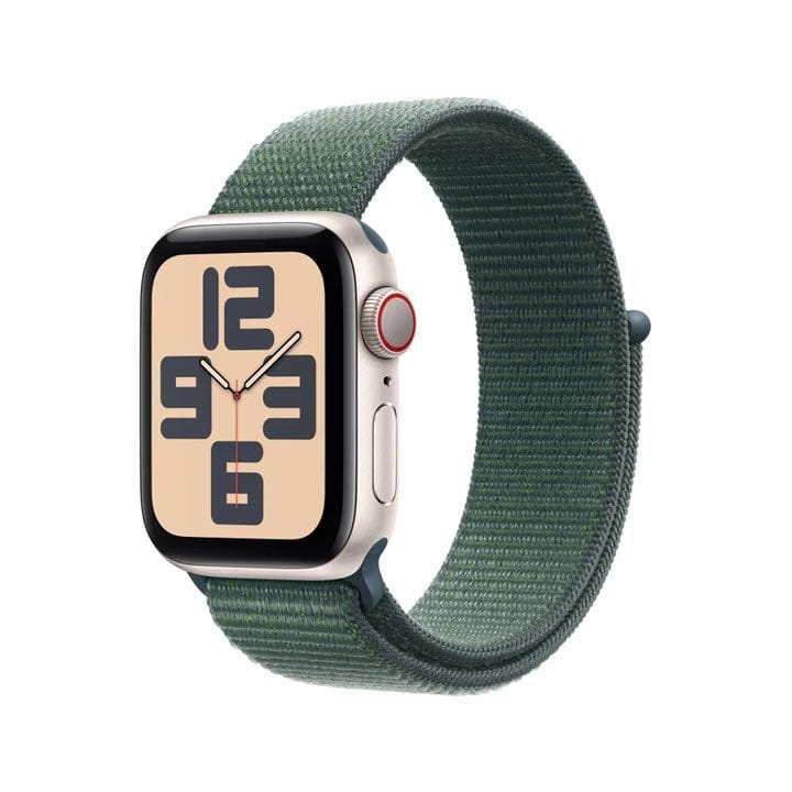 Apple Watch SE GPS + Cellular 44mm Starlight Aluminium Case with Lake Green Sport Loop | MXGV3QA/A