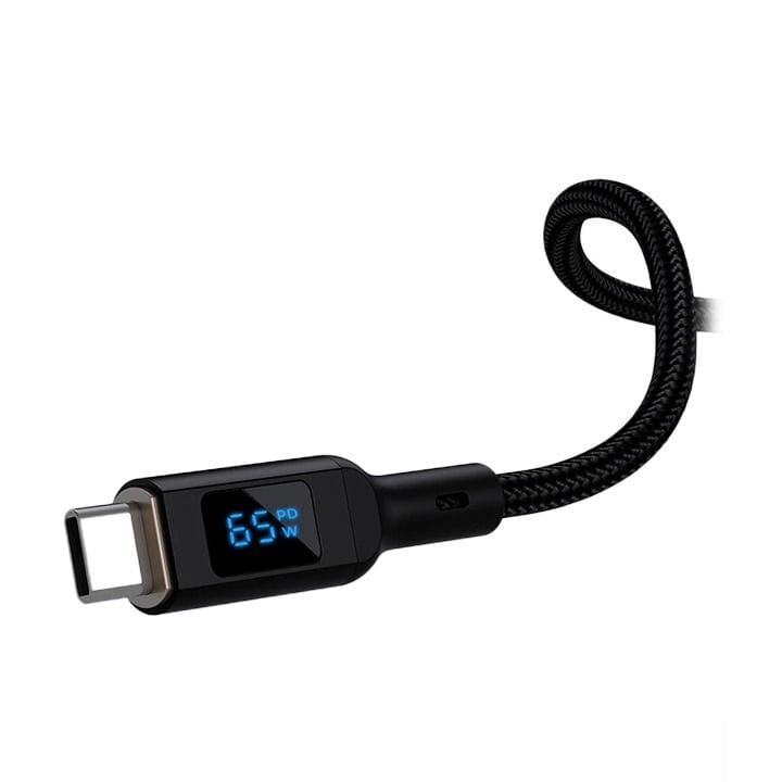 Aukey 1.8M 100W Nylon Braided USB-C to USB-C Cable with LCD Display -Black |CB-MCC102 BK