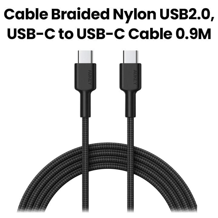 كابل أوكي مضفر نايلون USB 2.0 يو إس بي سي إلى يو إس بي سي (0.9 متر) - أسود | CB-CD45 BK