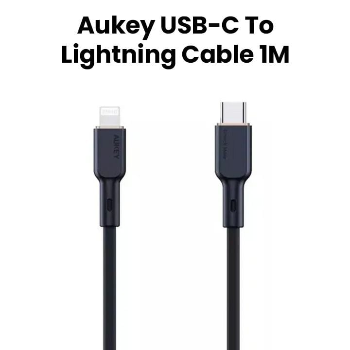 Aukey 1M Silicone USB C to Lightning Cable - Black |CB-SCL1-BK