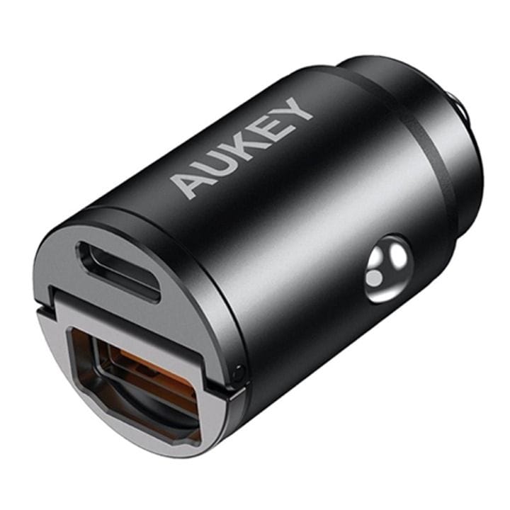 Aukey 30W Ultra Small 2-Port Car Charger (A+C Port) - Black |CC-A3-SV