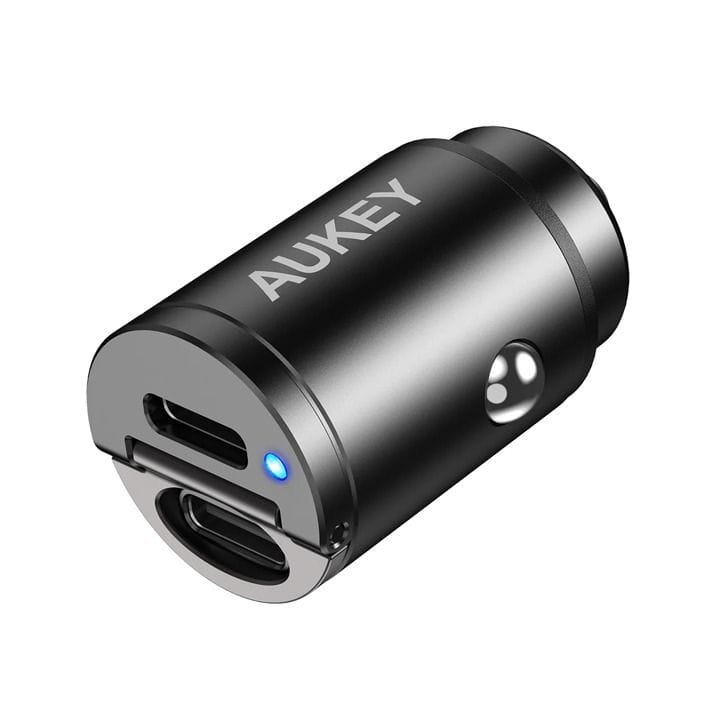 Aukey 30W Ultra Small 2-Port Car Charger (C+C Port) - Black |CC-A4-SV