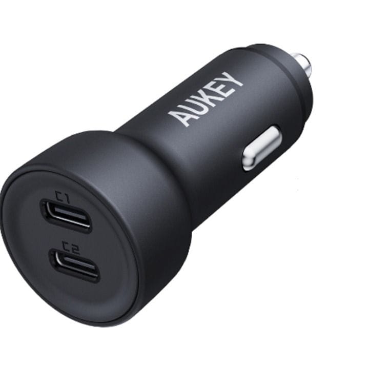 Aukey 65W Small 2-Port Car Charger (C+C Port) - Black|CC-Y23-BK