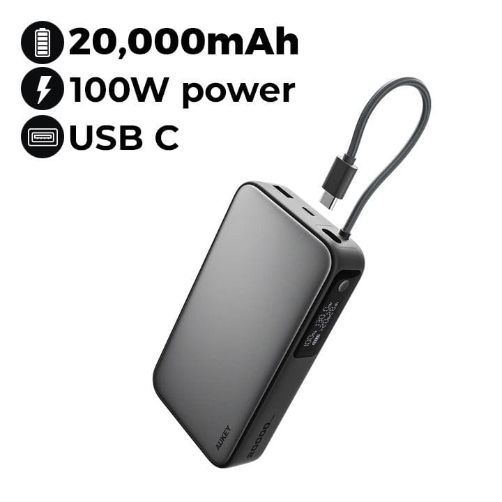 Aukey 20000mAh PD Charging Power Bank 130W - Gray |PB-Y48-GY SPARK