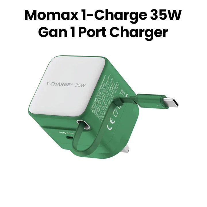Momax 35W GaN 1-Port Charger with Built-in USB-C Cable - Green |UM72UKG