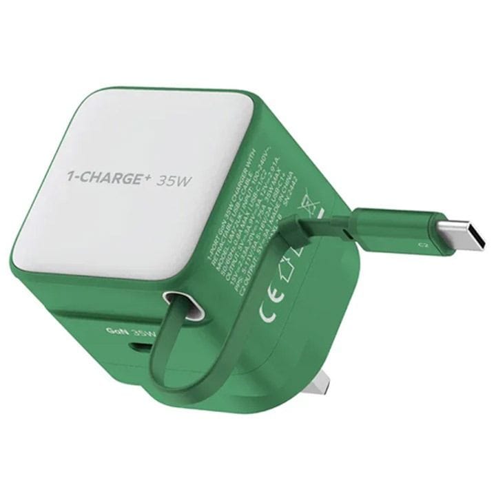 Momax 35W GaN 1-Port Charger with Built-in USB-C Cable - Green |UM72UKG