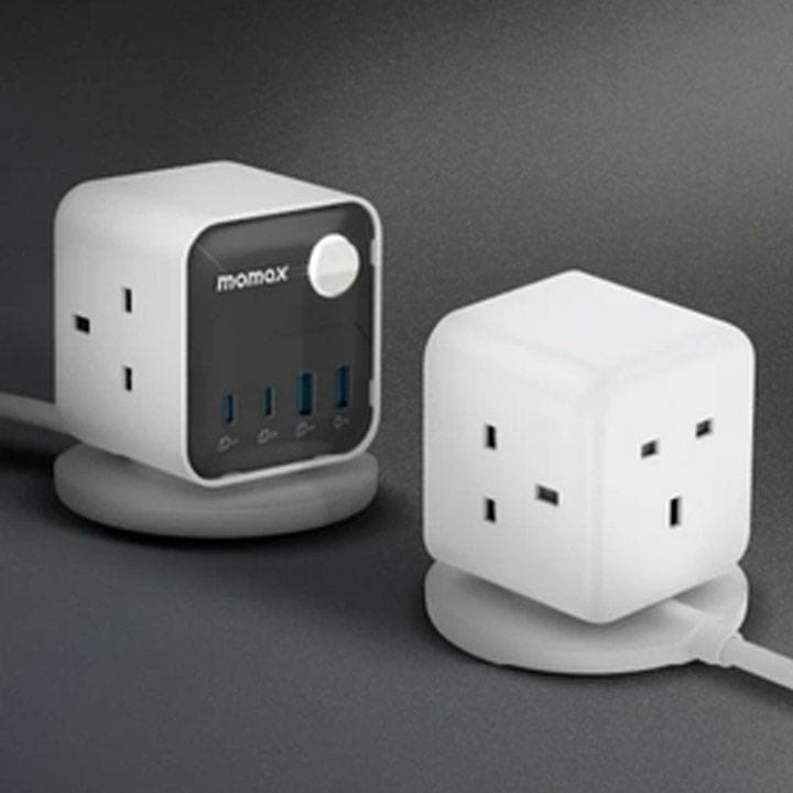 Momax Work Flow 3-Outlet Power Cube with USB - White |US20UKW