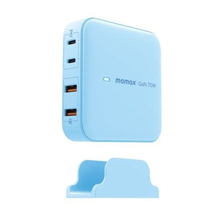 مومكس ون بلج شاحن مكتبي بقوة ٧٠ واط و٤ منافذ GaN – أزرق | UM50UKB