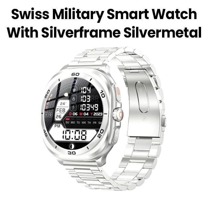 Swiss Military DOM7 Smart Watch with Silverframe Silver Metal Strap |SM-WCH-DOM7-SILF