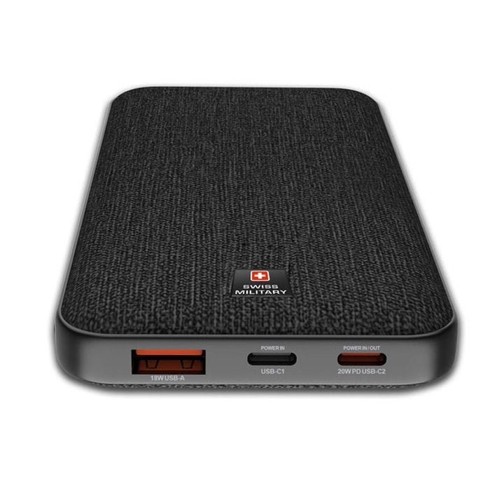 Swiss Military Power Bank 10,000mAh 2C1A with PD Fast Charge Black |SM-PB-10K-2C1A-PD-FASTCHRG | 5 Years Warranty