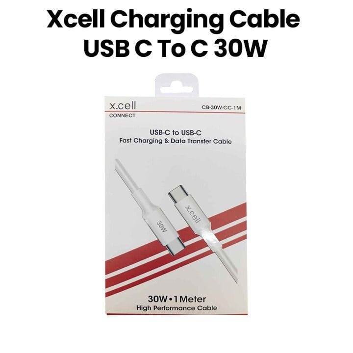 إكسيل كابل USB-C إلى USB-C بقدرة 30 واط وطول 1 متر - أبيض | XL-CB-30W-CC-1M