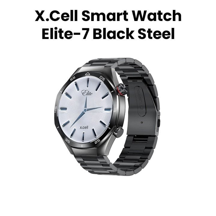Xcell Elite7 Smartwatch Gunframe with Black Steel Strap - Gunmetal | XL-WCH-ELITE7-GUNF