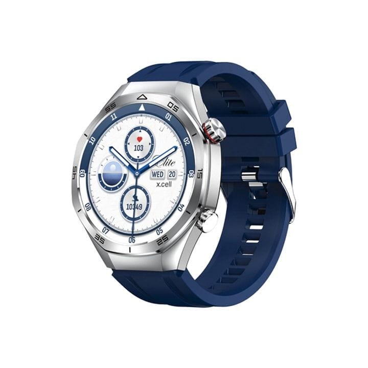 إكسل ساعة ذكية ايليت 7 إطار فضي مع حزام سيليكون أزرق - فضي | XL-WCH-ELITE7-SILF