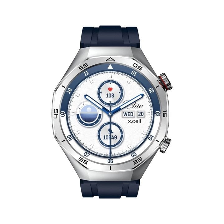 إكسل ساعة ذكية ايليت 7 إطار فضي مع حزام سيليكون أزرق - فضي | XL-WCH-ELITE7-SILF