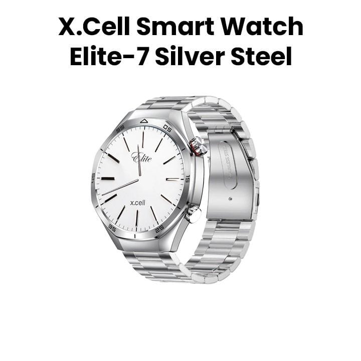 إكسل ساعة ذكية ايليت 7 إطار فضي مع حزام معدني فضي - فضي | XL-WCH-ELITE7-SILF