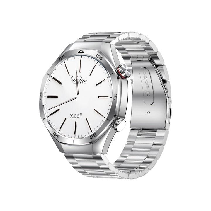 إكسل ساعة ذكية ايليت 7 إطار فضي مع حزام معدني فضي - فضي | XL-WCH-ELITE7-SILF