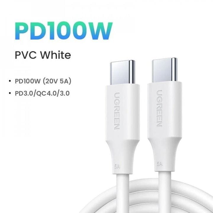 UGREEN USB-C to USB-C 2.0 Cable 1 Meter 100W - White | UG-CBL-US300-USBC-C-100W-1M-WH